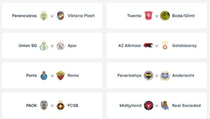 欧联杯淘汰赛阶段附加赛抽签结果：罗马遇波尔图